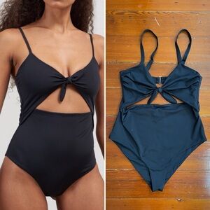 Mara Hoffman Kia Cutout One-Piece Black Tie Swimsuit Sz 2X 🧡🎀